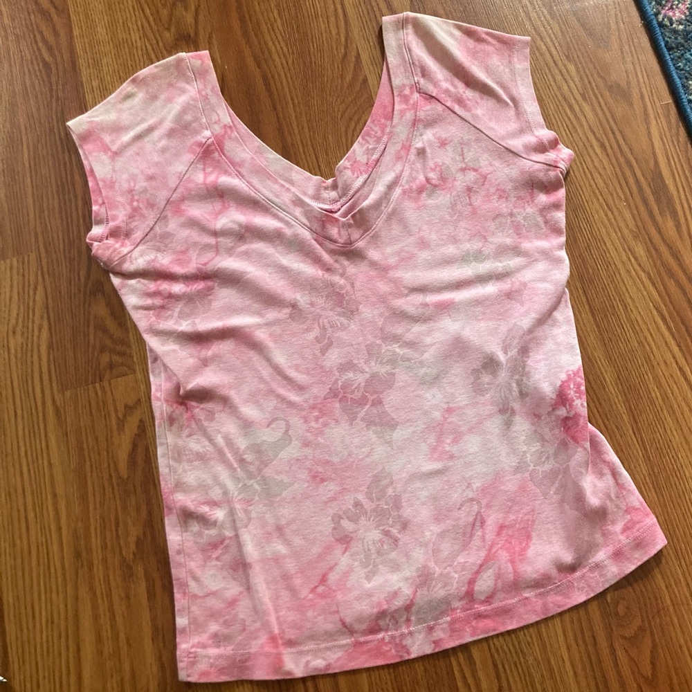 Pink floral tie dye tshirt